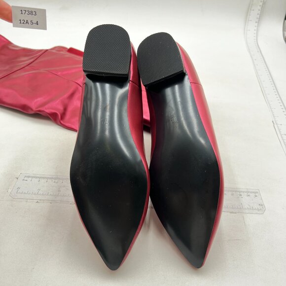 Wine Red Over The Knee High Boots Pointed Toe Flat Comfortable Back Zipper Shoes - Picture 6 of 7